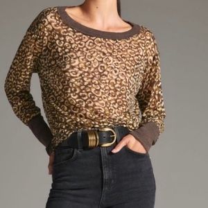 Anthropologie Pilcro heritage boxy sheer cheetah print pullover